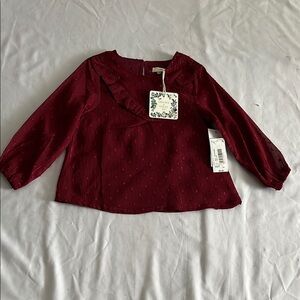 Chelsea & Violet Red Blouse with Balloon Sleeves